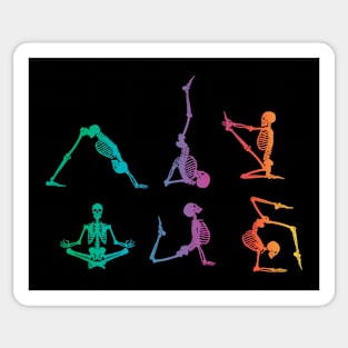 Funny Skeleton Yoga Poses Colorful Skeleton Fitness Gym Sticker